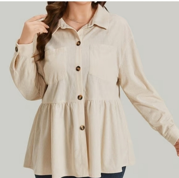 Bloomchic Corduroy Swing Babydoll Jacket Shaket - Picture 1 of 10